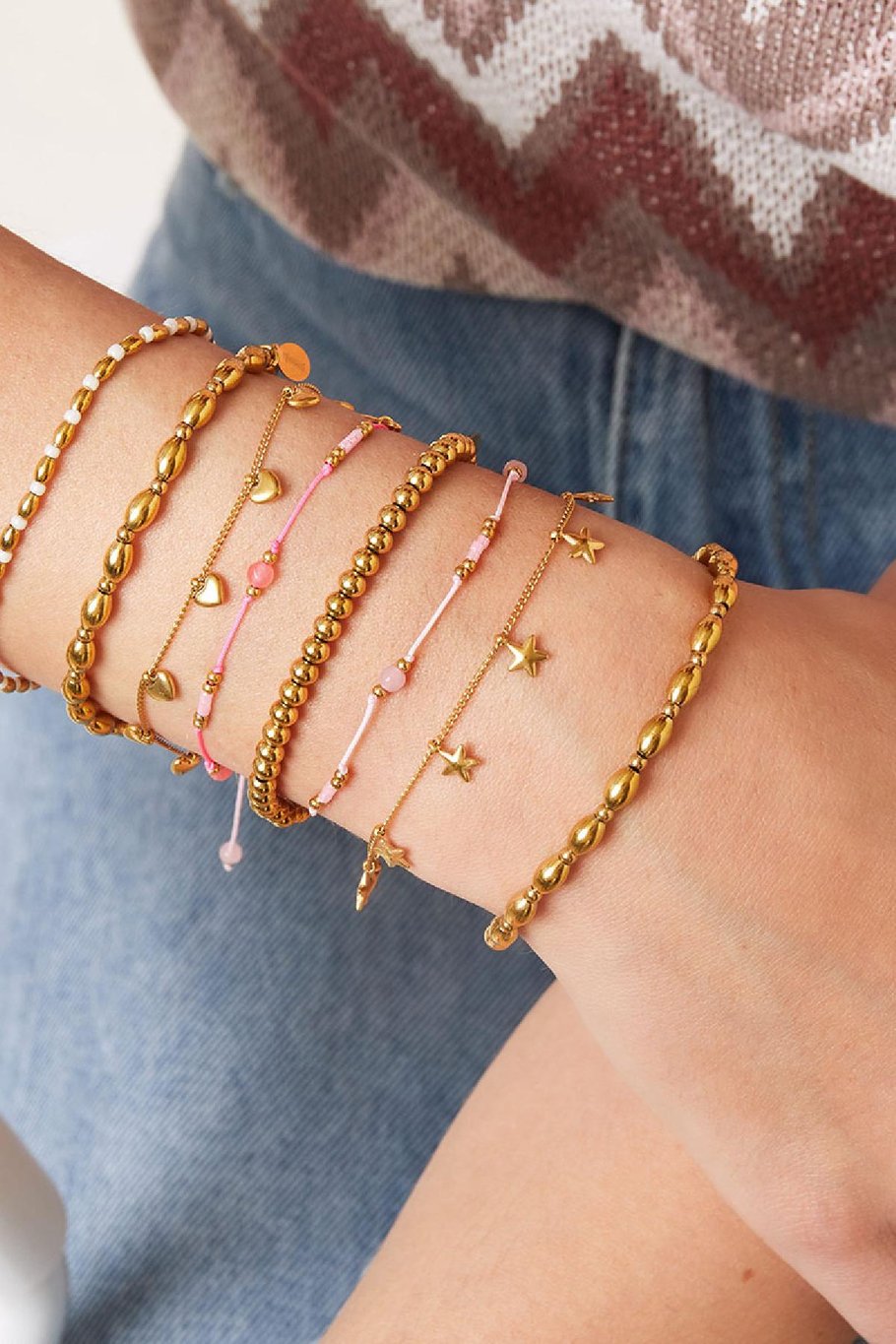 Farben und Perlen für Armbandschnüre Rosa Edelstahl Bild2